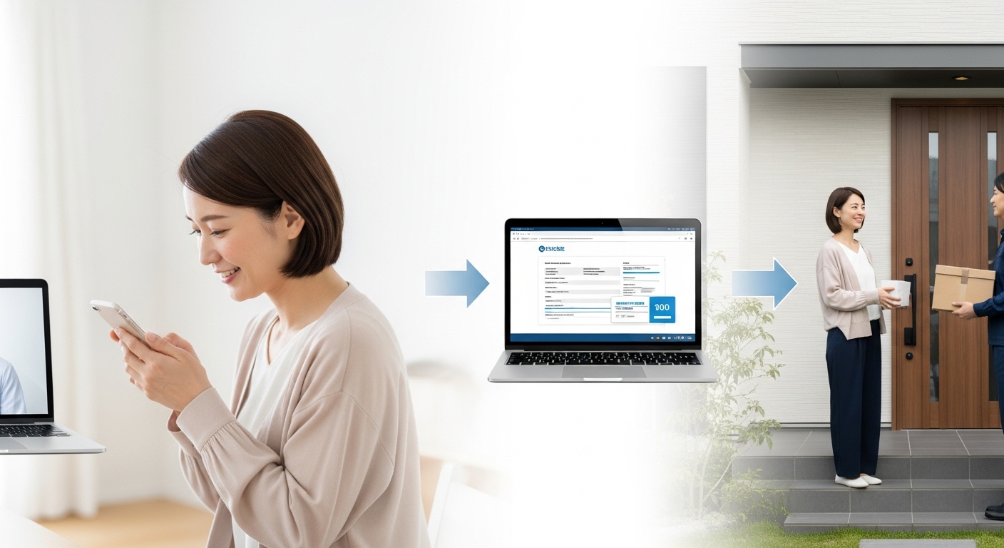 オンライン診療→自宅配送の流れ