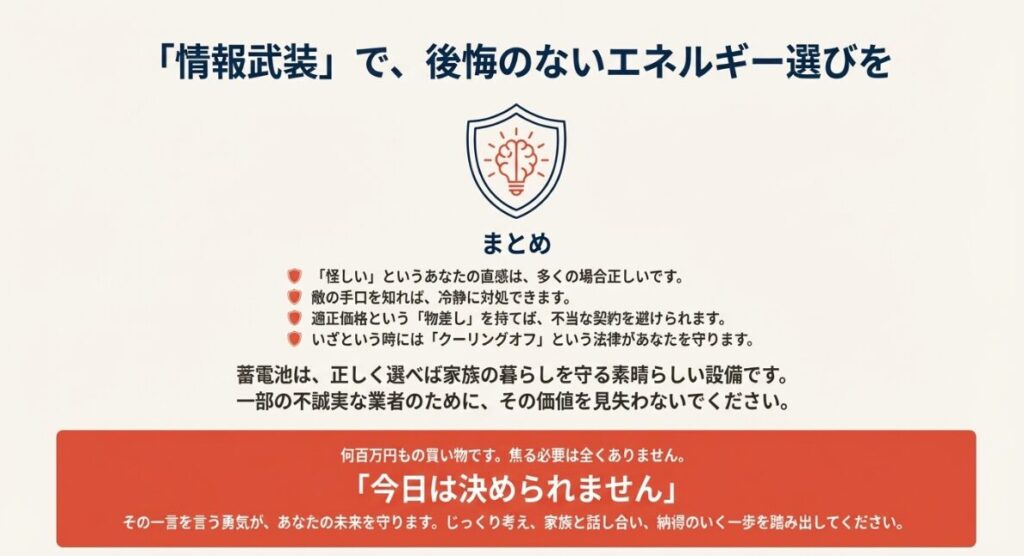 正しい知識を持ち焦らず家族と話し合って判断することの大切さを伝えるまとめ