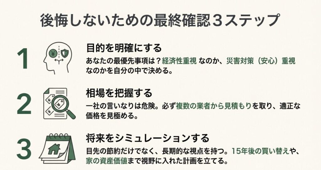 目的の明確化、相場の把握、長期シミュレーションという契約前に確認すべき3つの重要事項