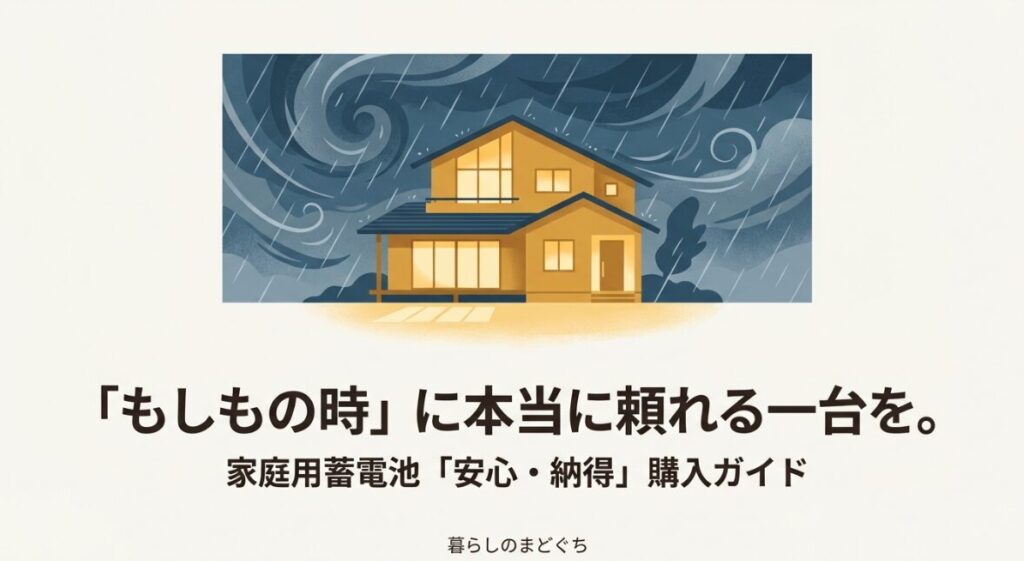 もしもの時に頼れる家庭用蓄電池安心納得購入ガイドの表紙画像
